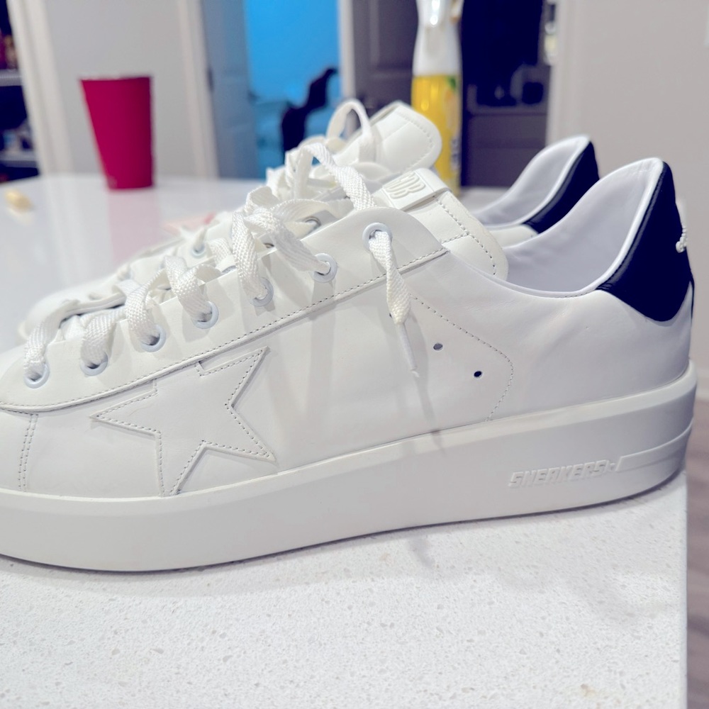 Men’s Golden Goose Pure Star Sneakers white and Black Leather Size 46/13